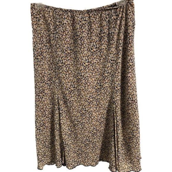 Cute lightweight flowy tan and black skirt. Barbara Garfield. Size 14 - Picture 2 of 6